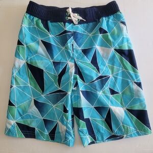 Crazy 8 Swim Trunks Youth Medium (7-8) Blue Geometric
